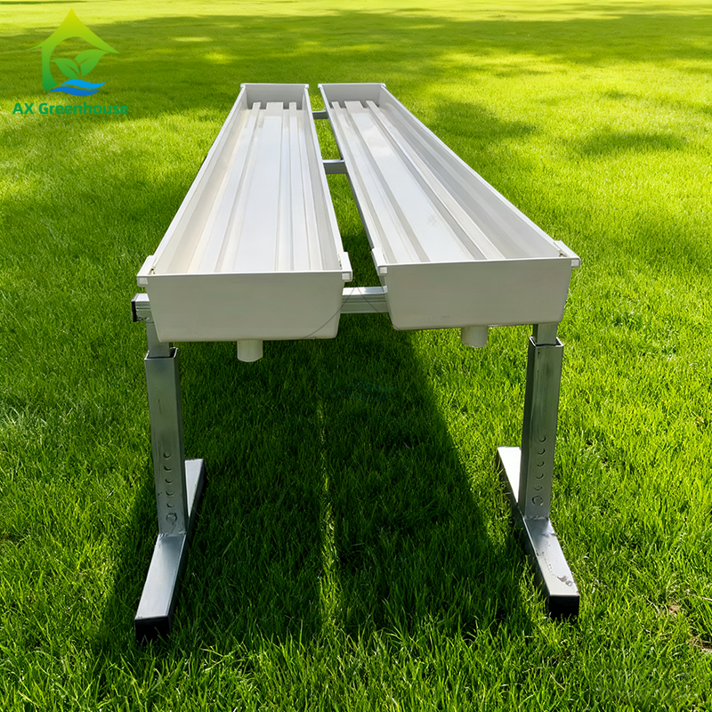4M Double Row Horizontal Planting Trough Steel Frame Soilless Cultivation Set with Water tank and Water Pump